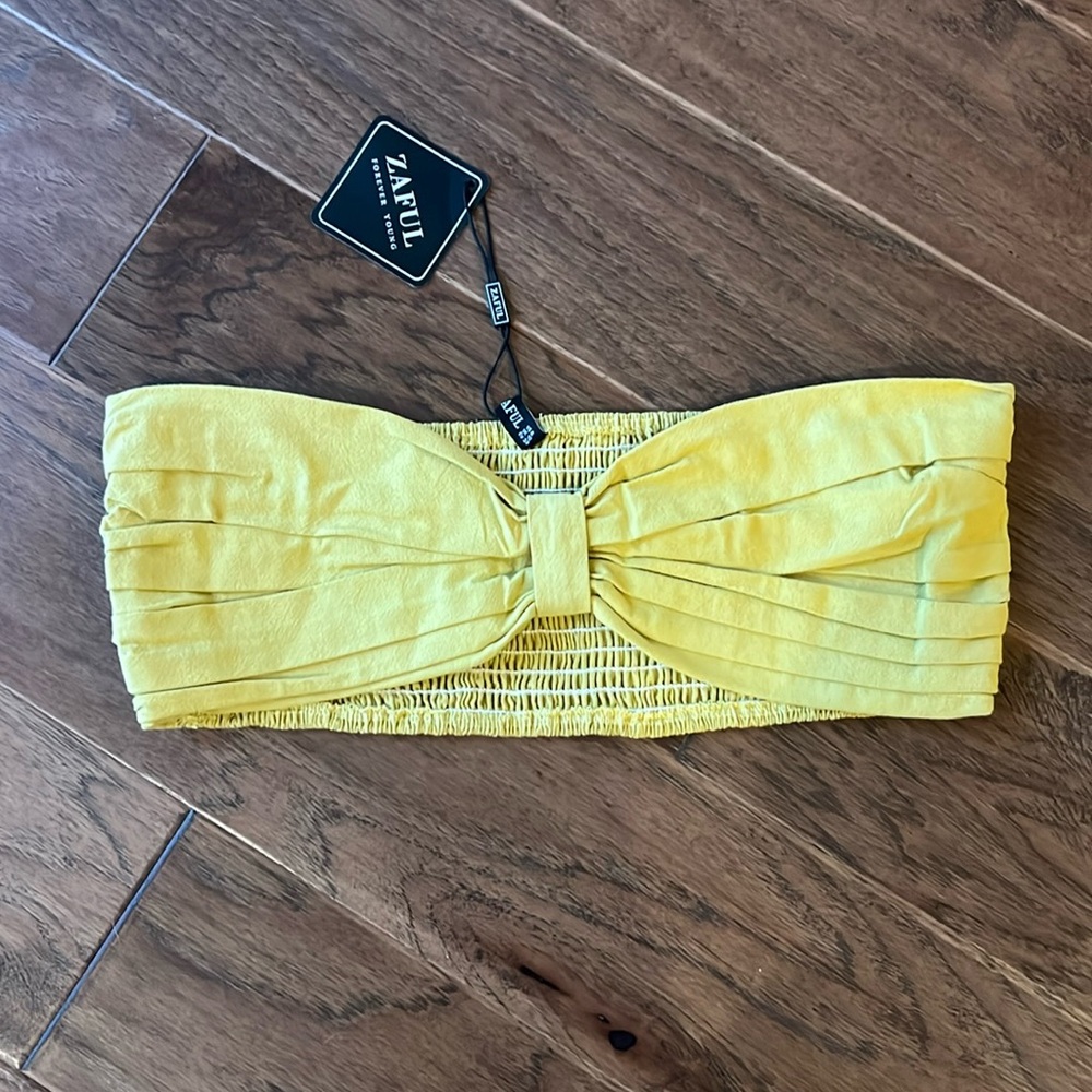 Zaful Yellow Smocked Bandeau Top